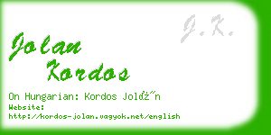 jolan kordos business card